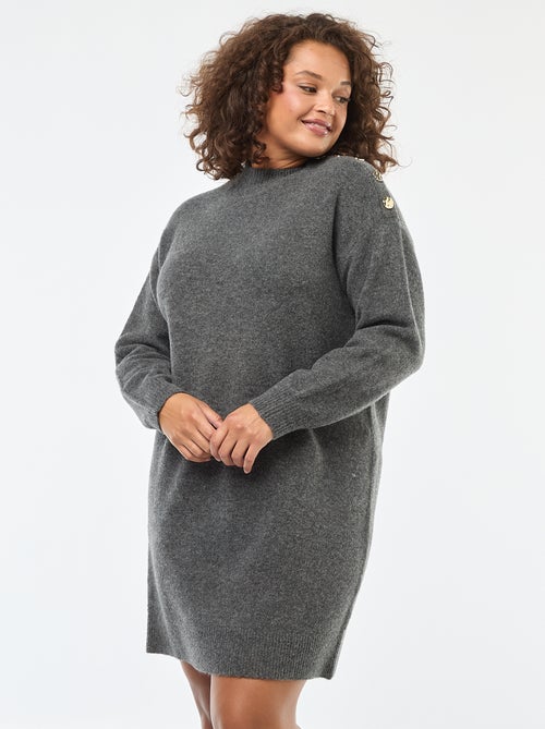 Robe pull avec boutons fantaisies à l'épaule - Kiabi