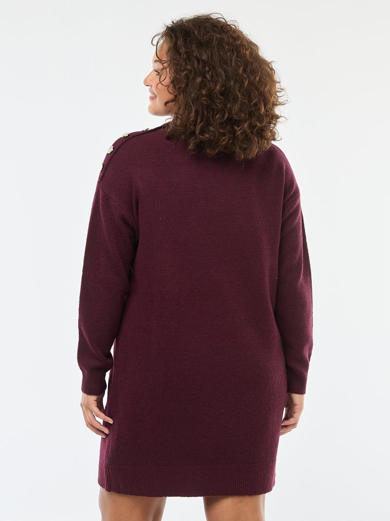 Robe pull avec boutons fantaisies à l'épaule Rouge - Kiabi