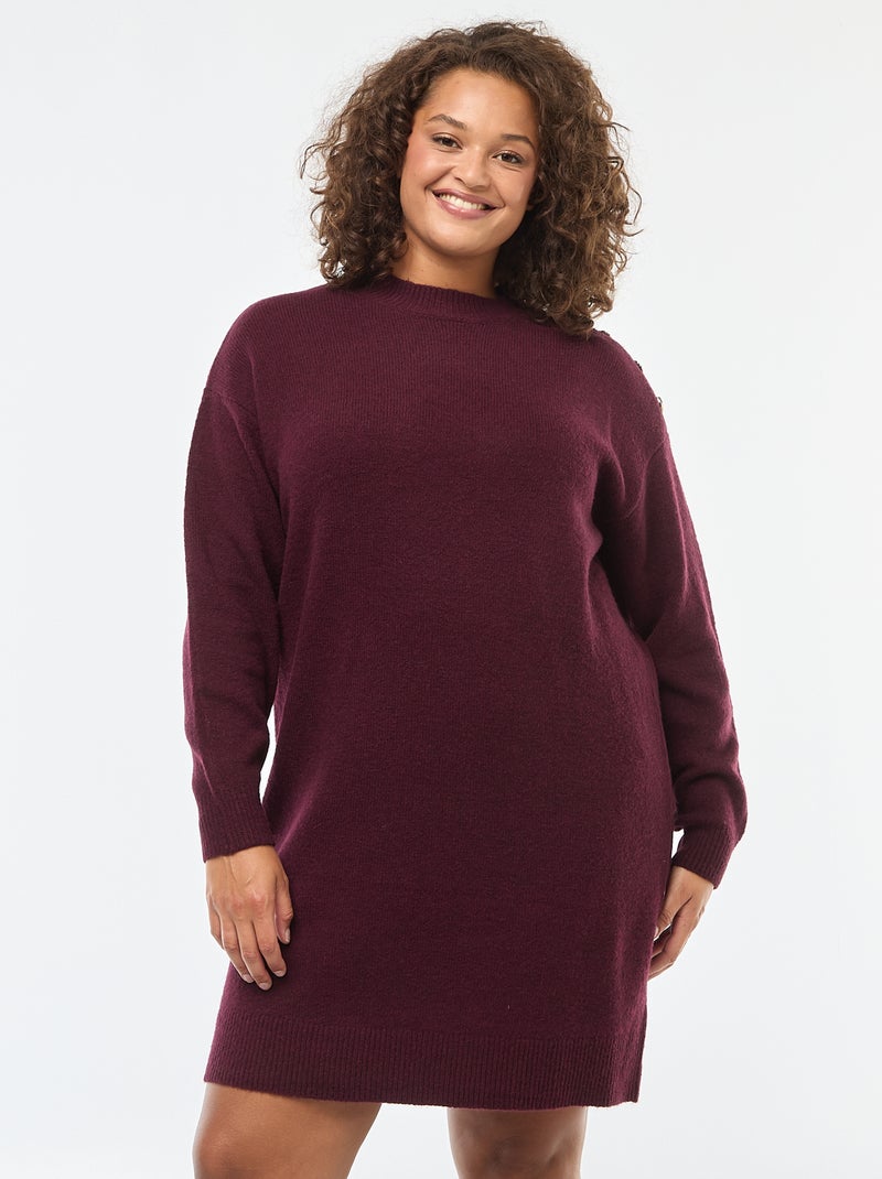 Robe pull avec boutons fantaisies à l'épaule Rouge - Kiabi