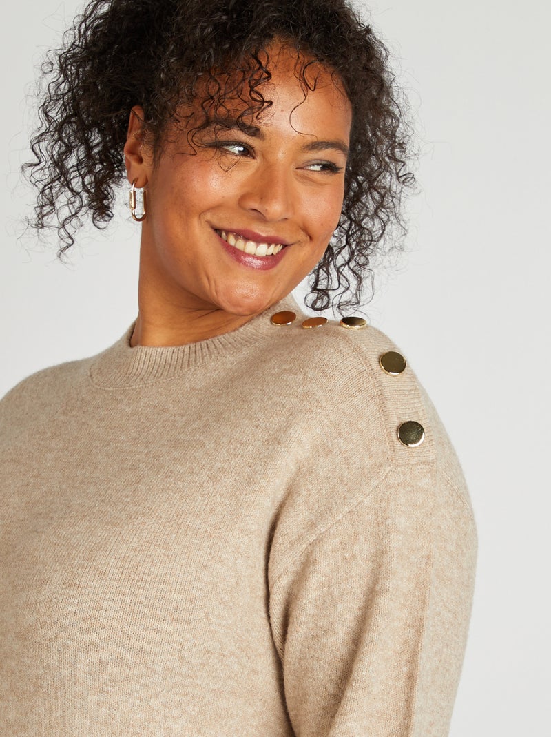Robe pull avec boutons fantaisies beige - Kiabi