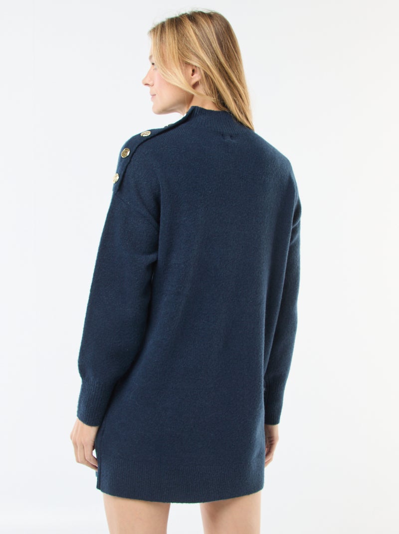 Robe pull avec boutons fantaisies Bleu - Kiabi