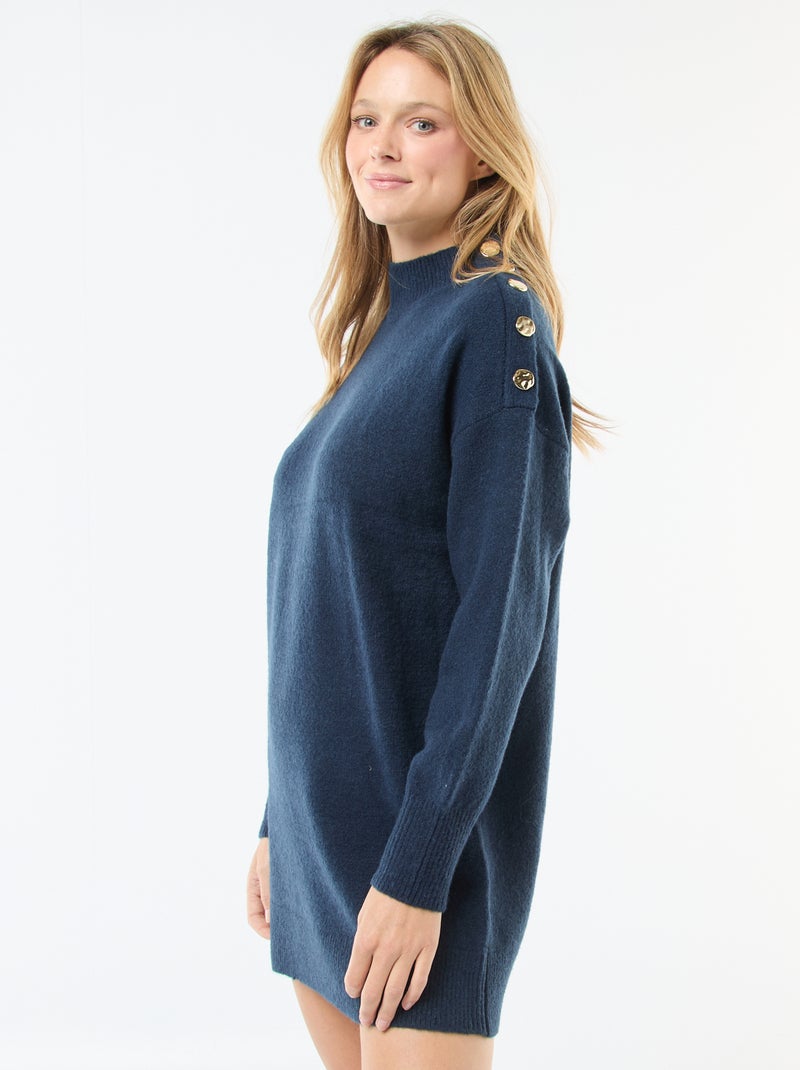 Robe pull avec boutons fantaisies Bleu - Kiabi