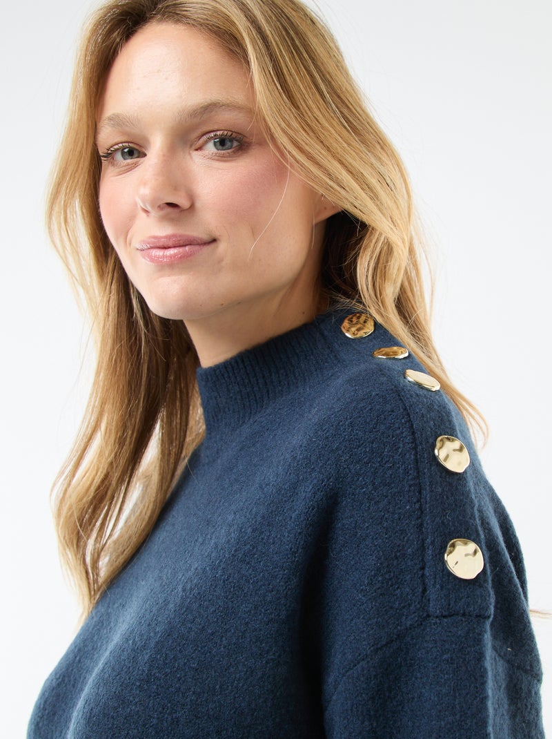 Robe pull avec boutons fantaisies Bleu - Kiabi