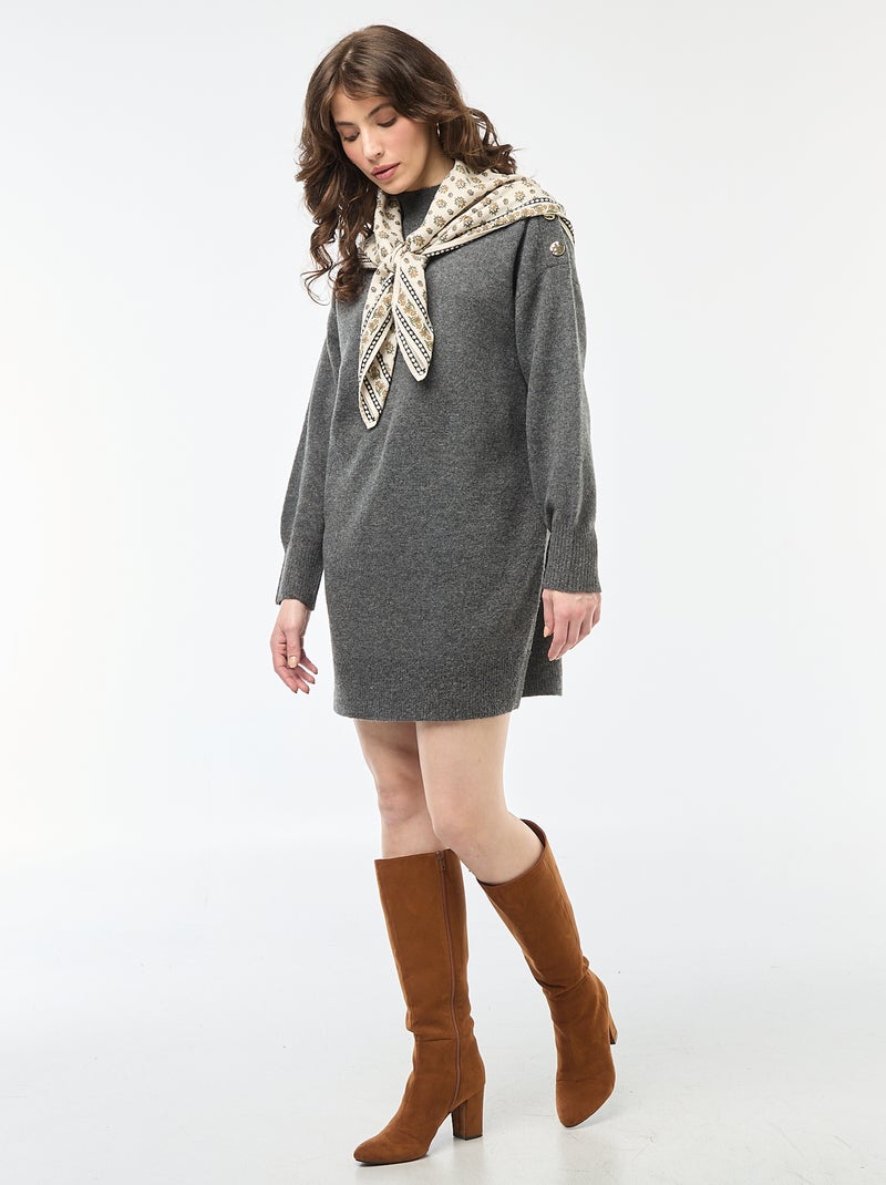 Robe pull avec boutons fantaisies Gris - Kiabi