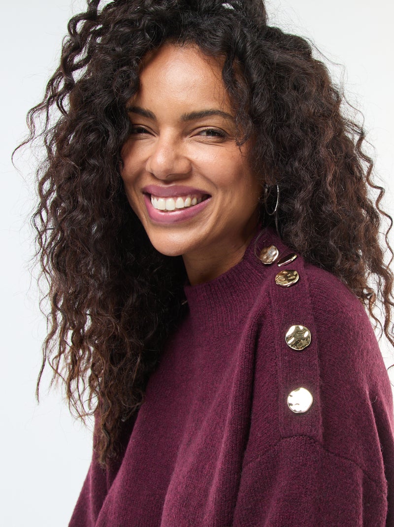 Robe pull avec boutons fantaisies Rouge - Kiabi