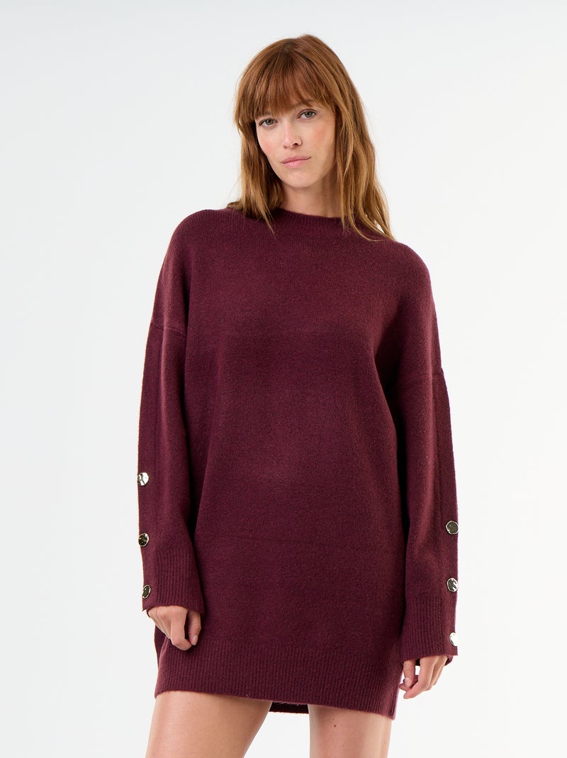 Robe pull avec boutons martelés Rouge - Kiabi