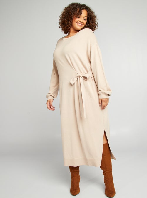 Robe pull avec ceinture à nouer - Kiabi