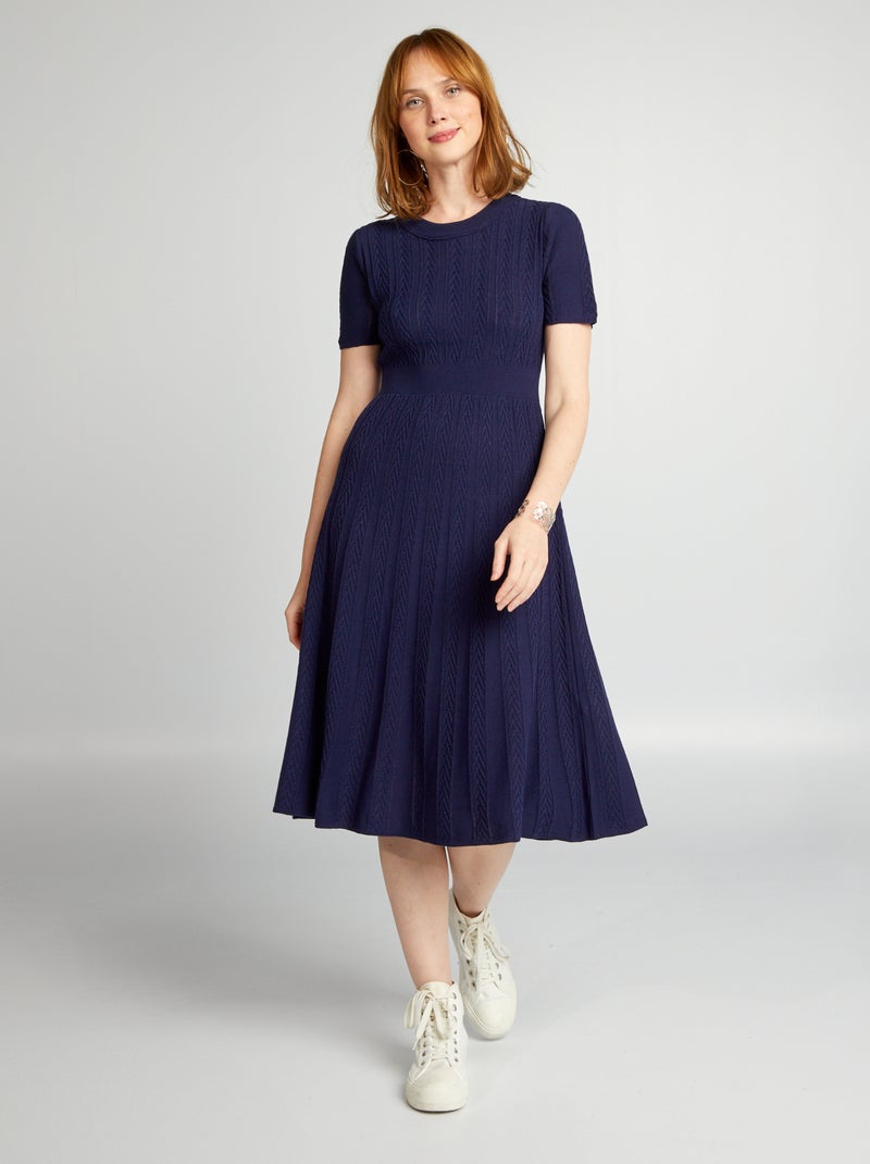 Robe pull avec chevrons Bleu - Kiabi