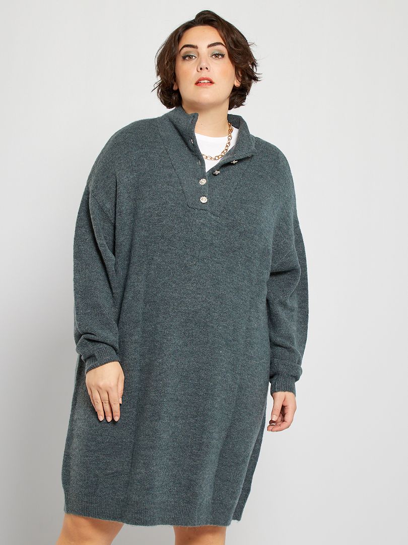 Robe pull avec col bijoux vert grisé Kiabi 22.00€