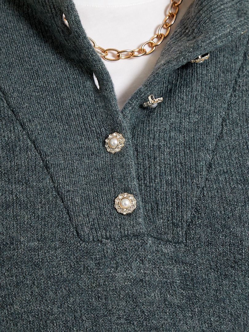 Robe pull avec col bijoux vert grisé Kiabi 22.00€