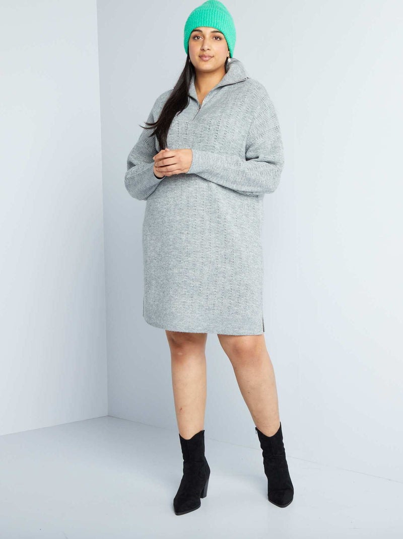 Robe pull avec col camionneur Gris - Kiabi