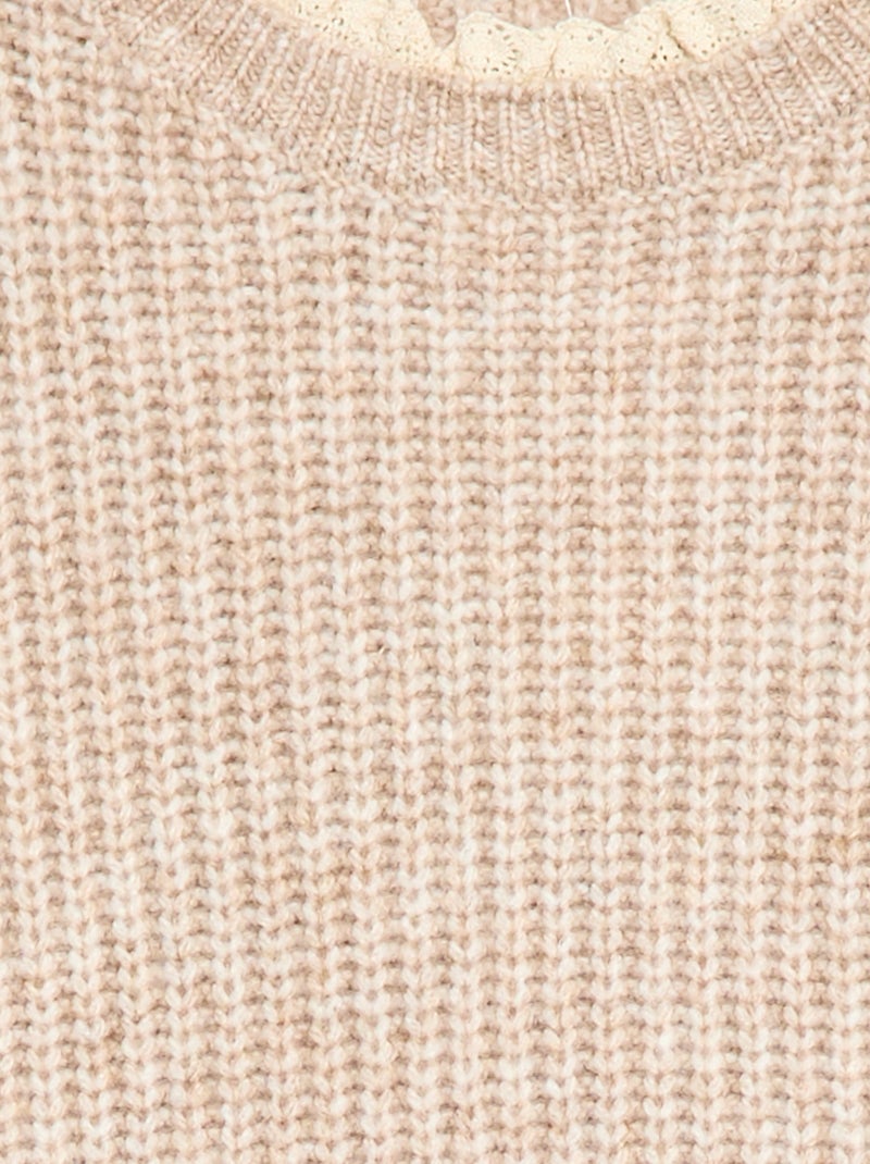 Robe pull avec col en dentelle Beige - Kiabi