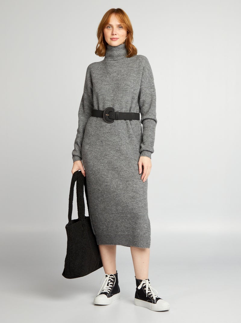 Robe pull avec col roulé Gris - Kiabi