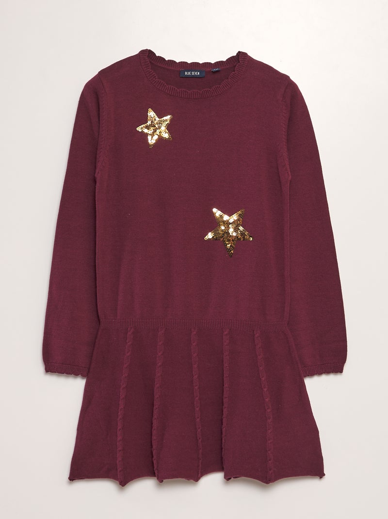 Robe pull avec étoiles en sequins Rouge - Kiabi