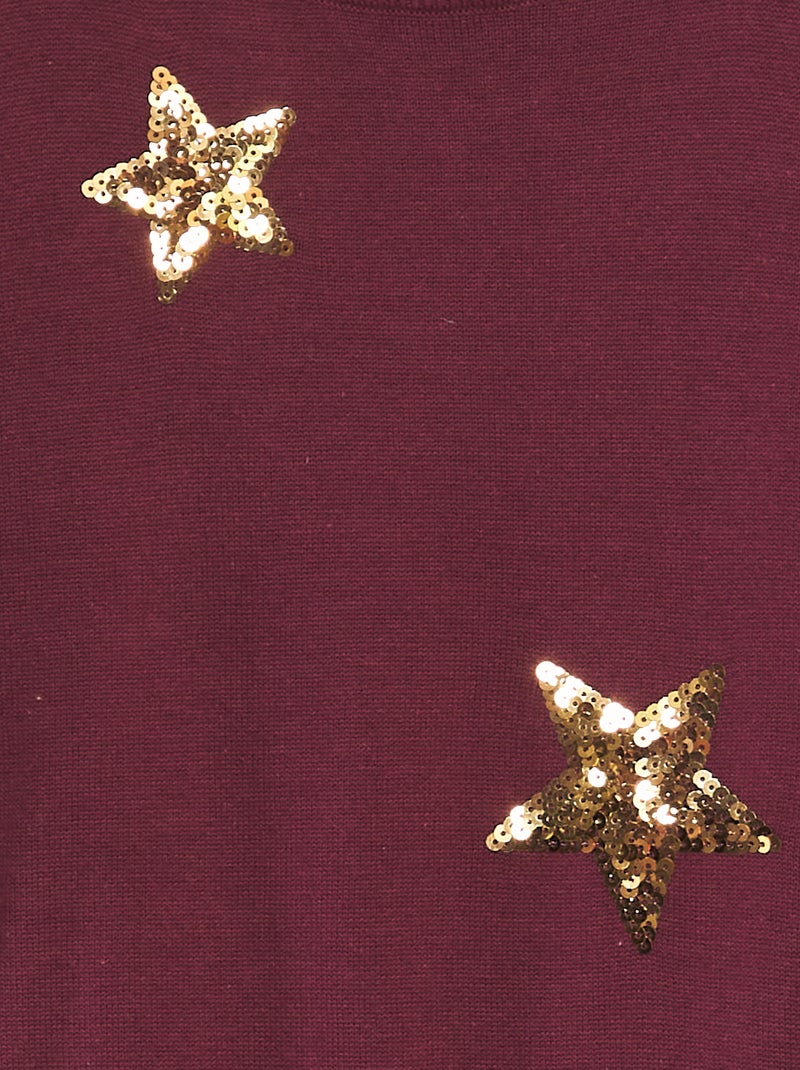 Robe pull avec étoiles en sequins Rouge - Kiabi