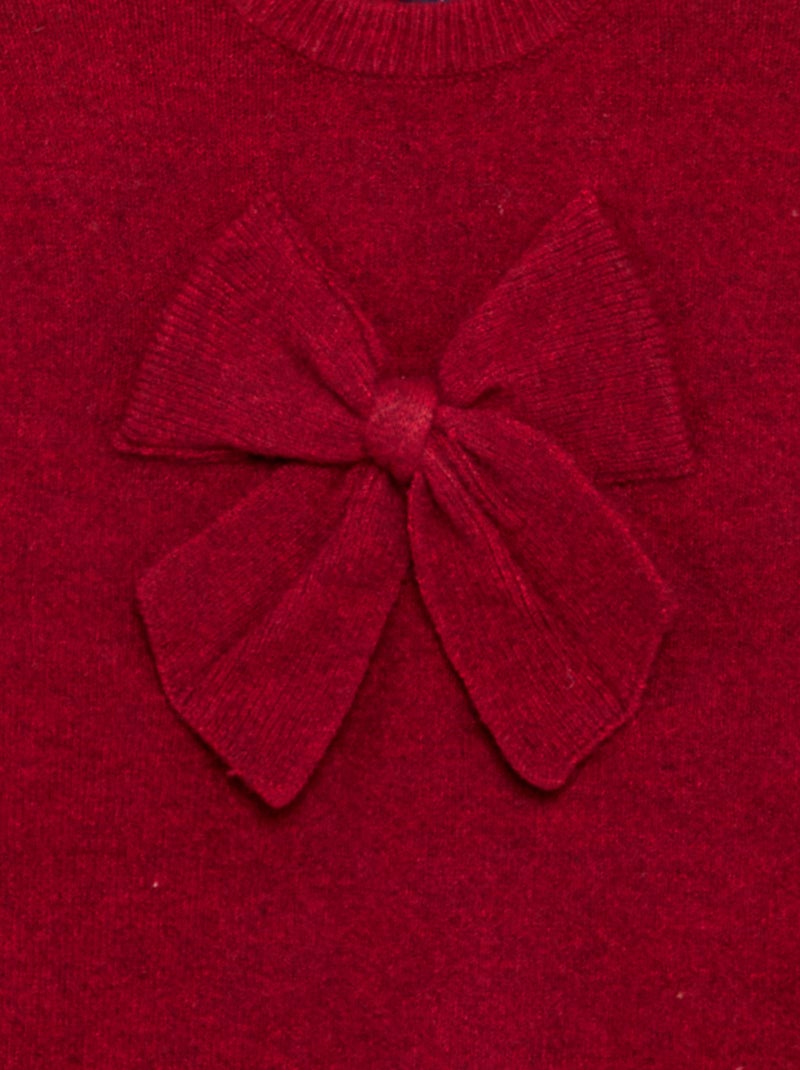 Robe pull avec grand nœud devant 'Noël' Rouge - Kiabi