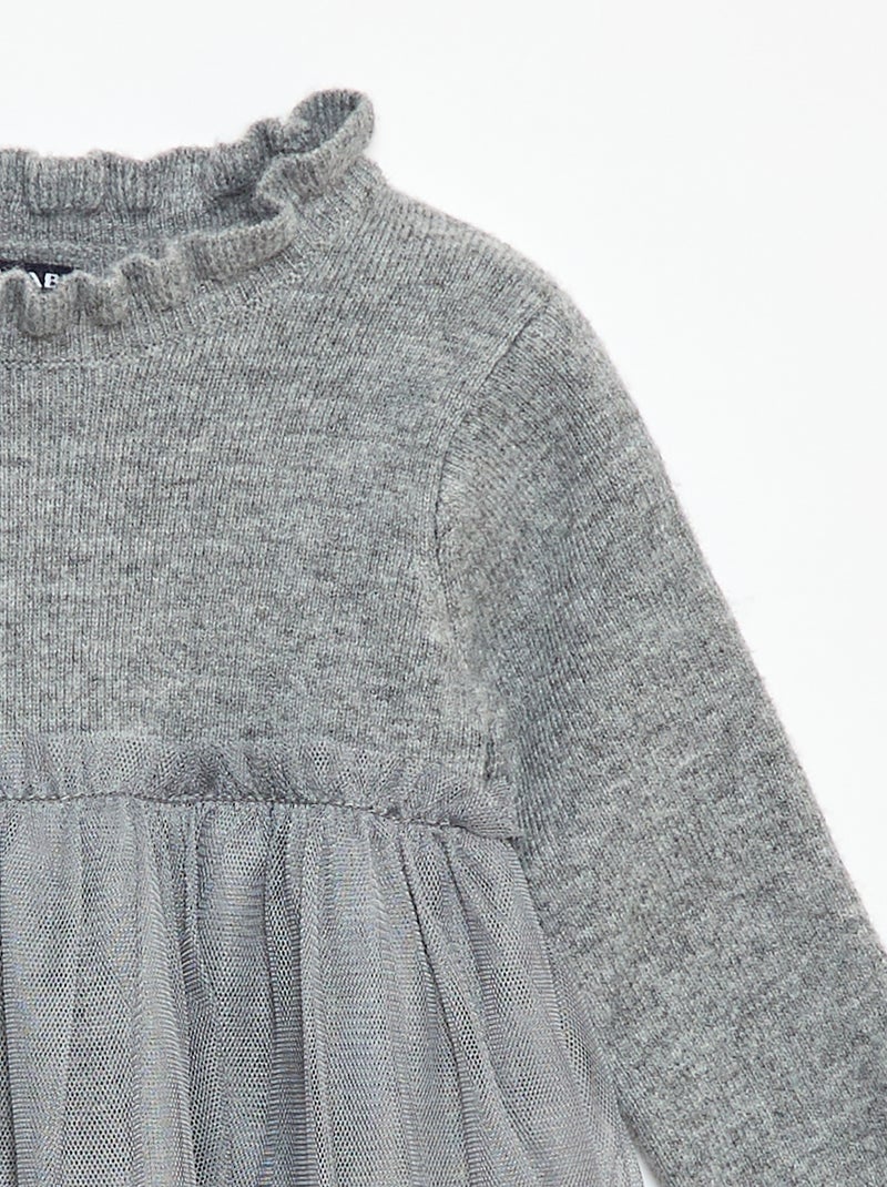 Robe pull avec jupe en tulle Gris - Kiabi