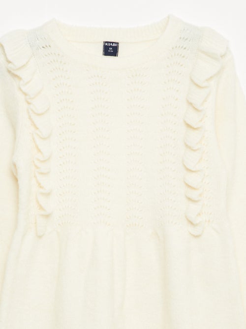 Robe pull avec maille ajourée et volants - Kiabi