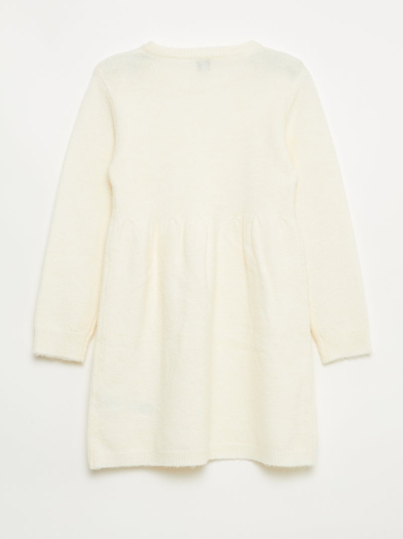 Robe pull avec maille ajourée et volants Blanc - Kiabi