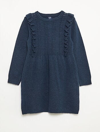 Robe pull avec maille ajourée et volants