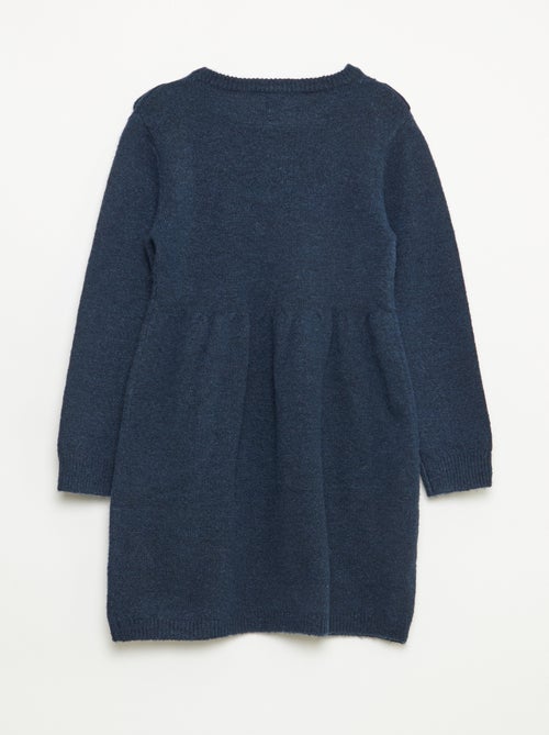 Robe pull avec maille ajourée et volants - Kiabi