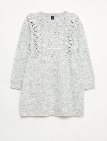 Robe pull avec maille ajourée et volants