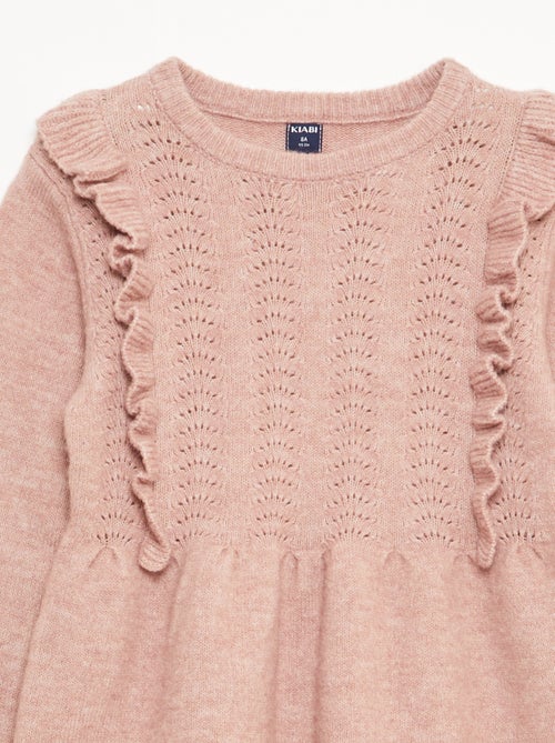 Robe pull avec maille ajourée et volants - Kiabi