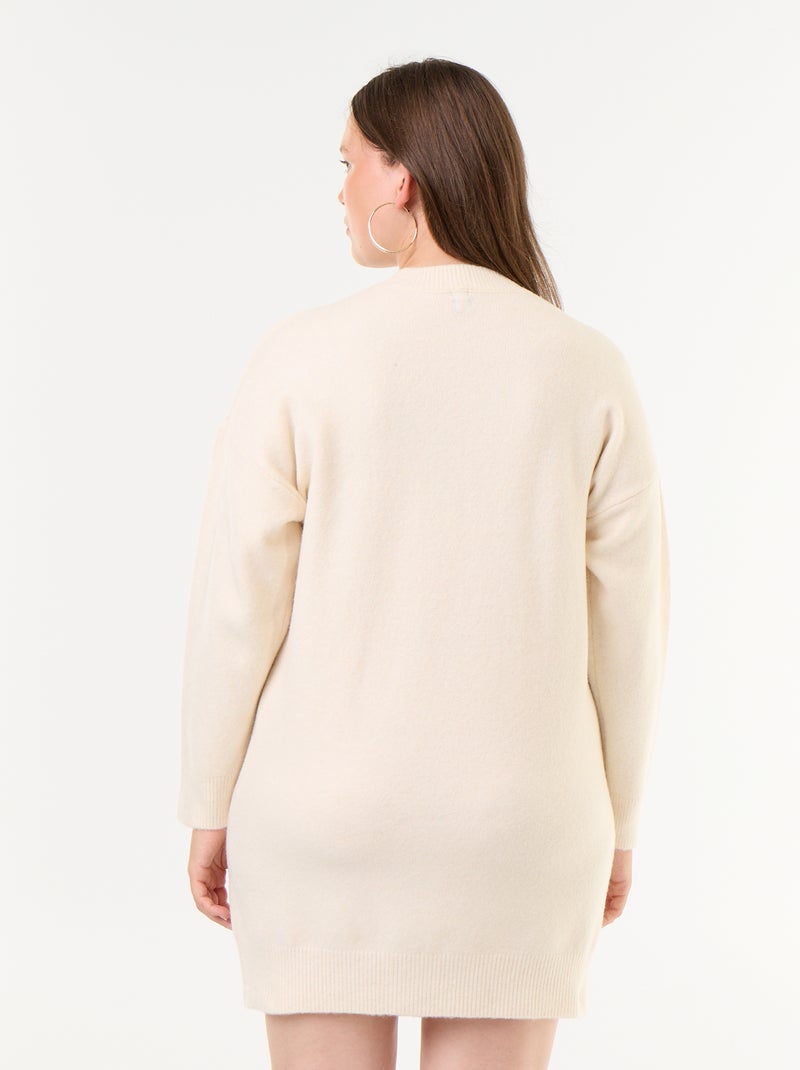 Robe pull avec manches boutonnées Beige - Kiabi