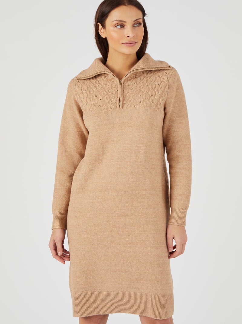 Robe-pull col camionneur Thermolactyl - Damart Beige chiné - Kiabi