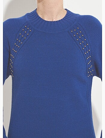 Robe-pull col montant détails côtelés perlés - Afibel