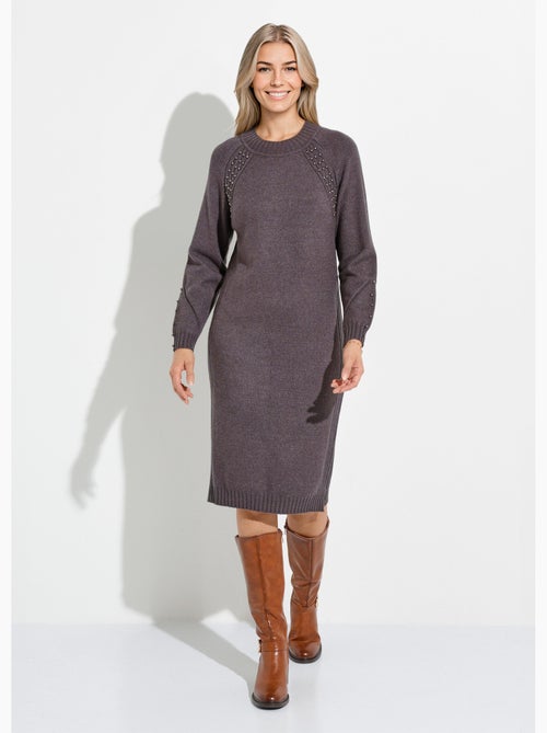 Robe-pull col montant détails côtelés perlés - Afibel - Kiabi
