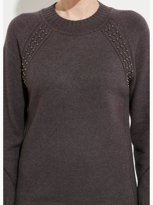 Robe-pull col montant détails côtelés perlés - Afibel - Kiabi
