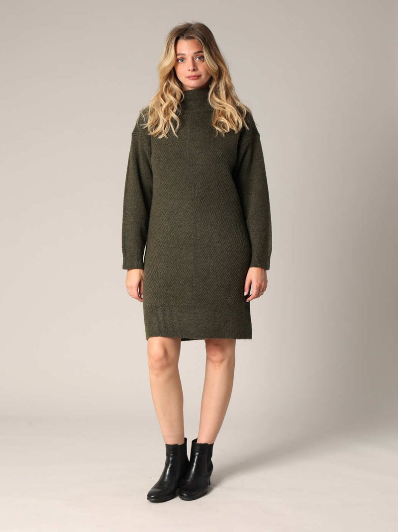 Robe pull col montant en maille douce
 'Deeluxe' Vert bouteille - Kiabi