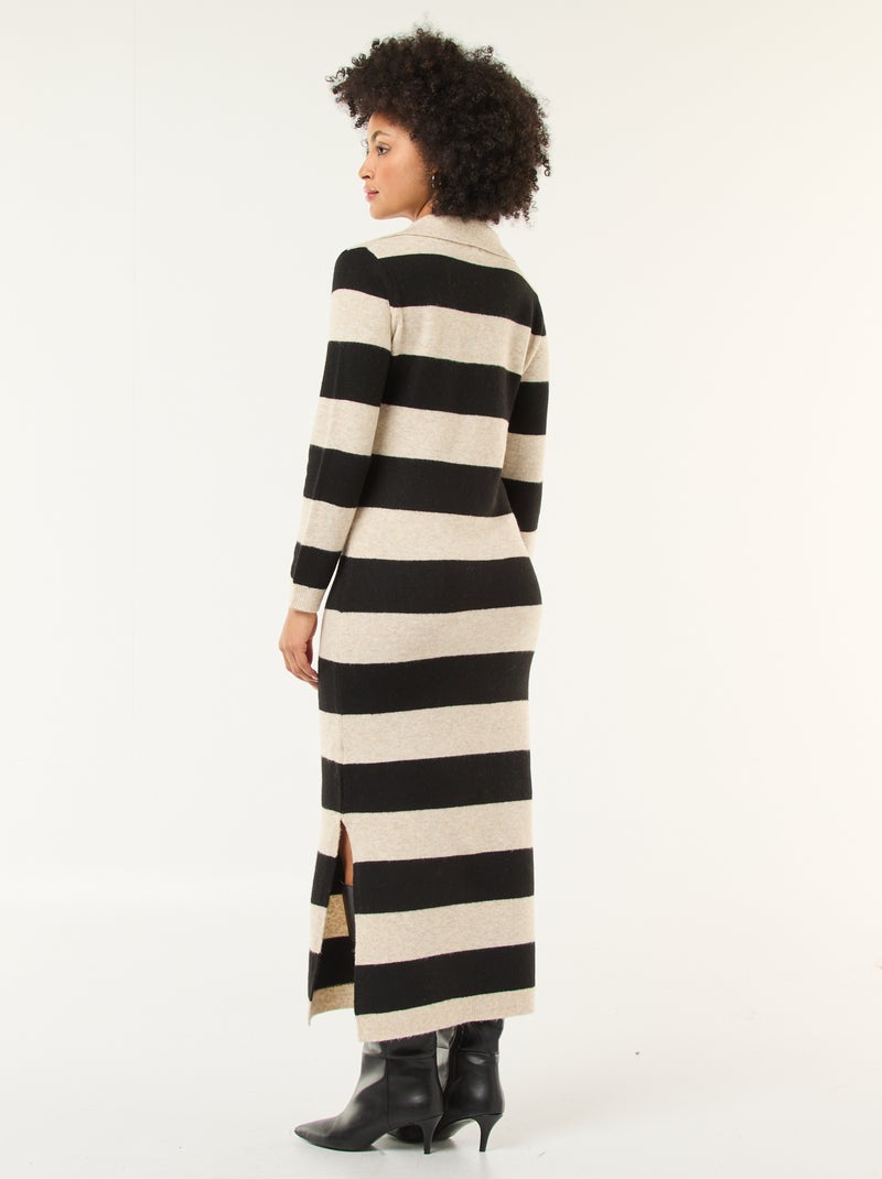 Robe pull col polo manches longues Beige - Kiabi