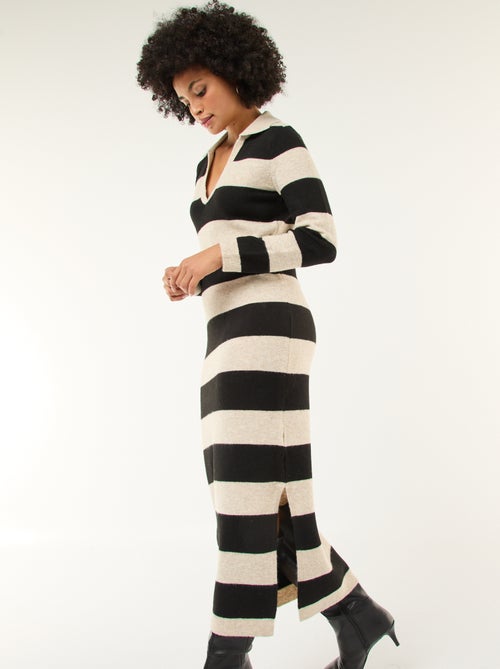 Robe pull col polo manches longues - Kiabi