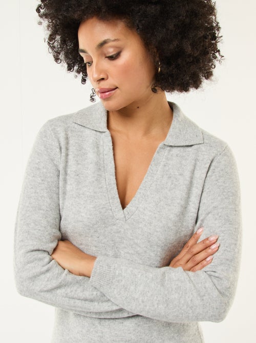 Robe pull col polo manches longues - Kiabi