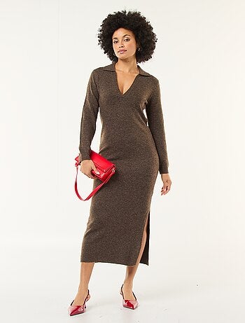 Robe pull col polo manches longues