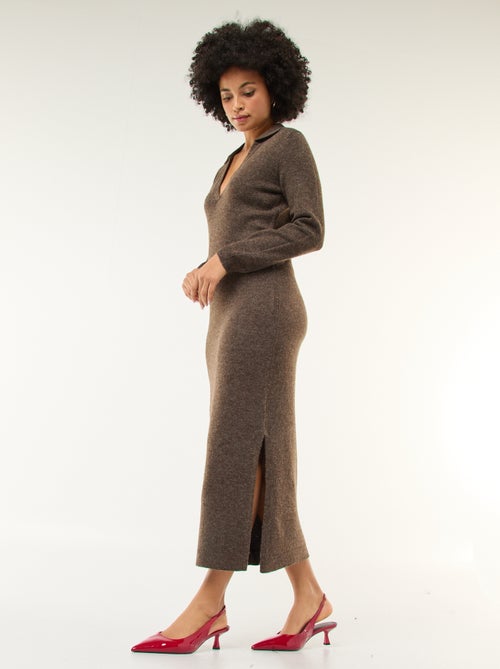 Robe pull col polo manches longues - Kiabi