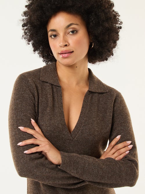 Robe pull col polo manches longues - Kiabi