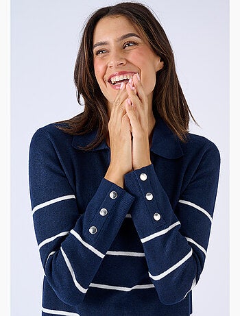 Robe-pull col polo rayée - Damart