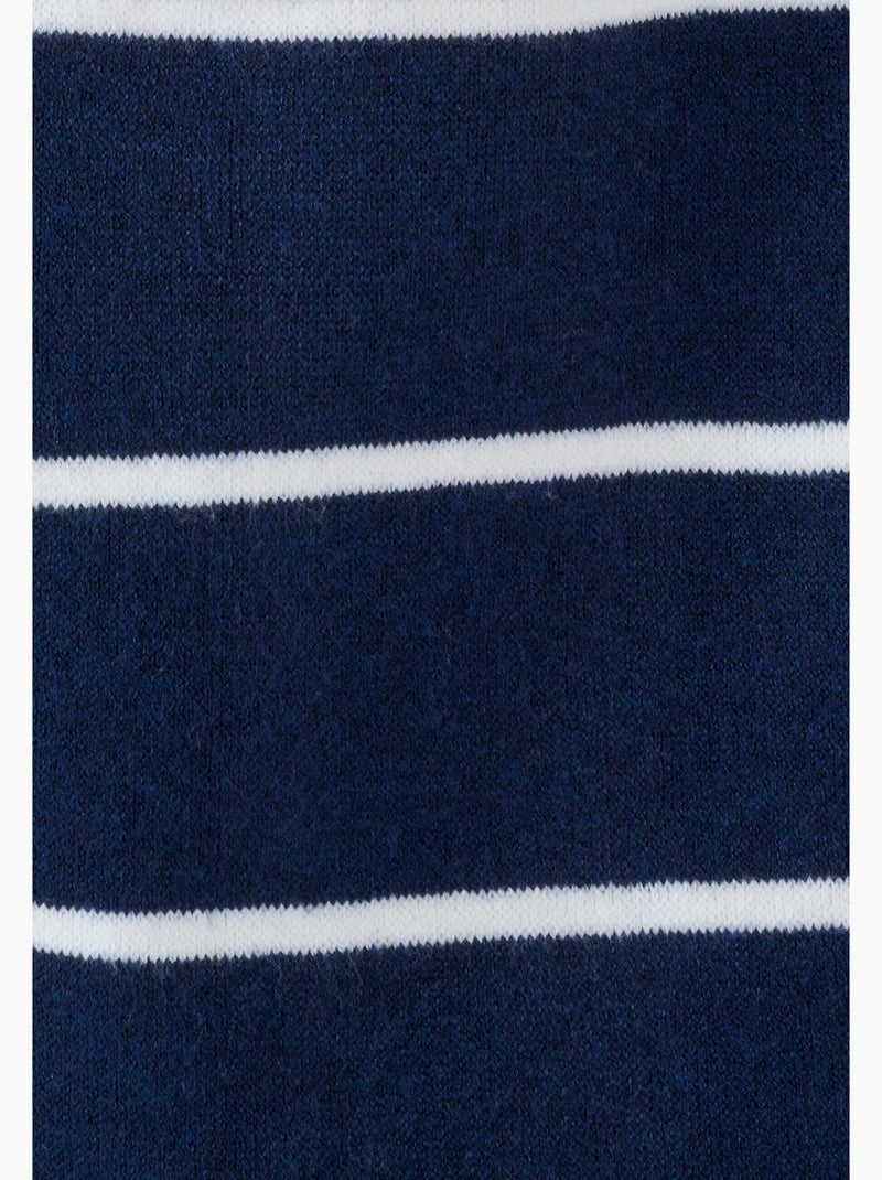 Robe-pull col polo rayée - Damart Bleu - Kiabi