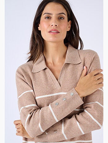 Robe-pull col polo rayée - Damart