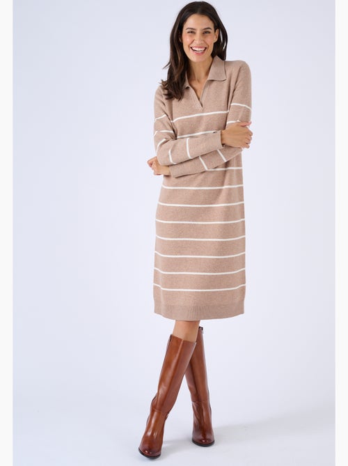 Robe-pull col polo rayée - Damart - Kiabi