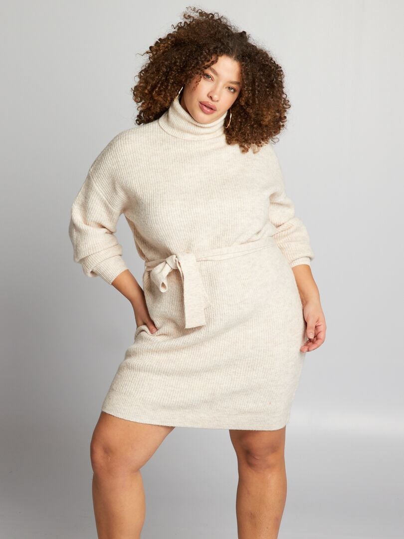 Robe pull col roulé - Beige - Kiabi - 29.00€