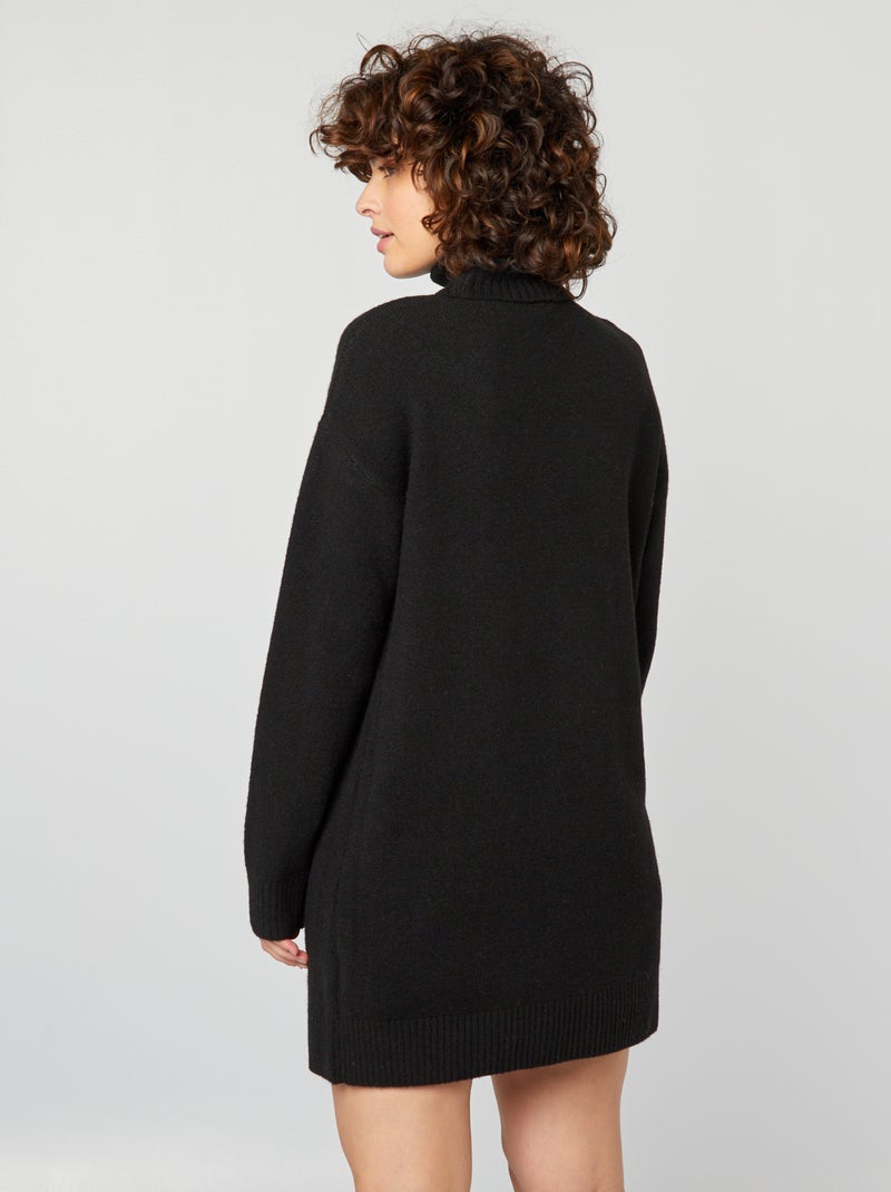Robe Pull col roulé en laine mélangée noir - Kiabi