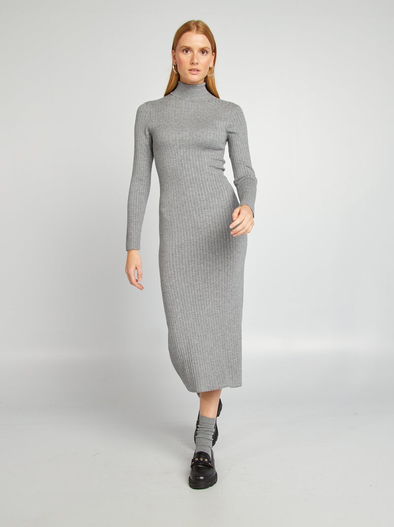 Robe pull col roulé Gris - Kiabi