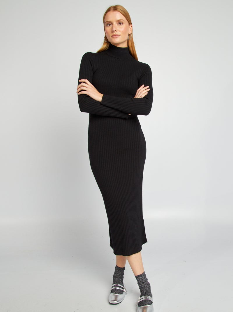 Robe pull col roulé noir - Kiabi