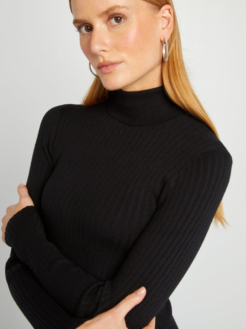 Robe pull col roulé noir - Kiabi