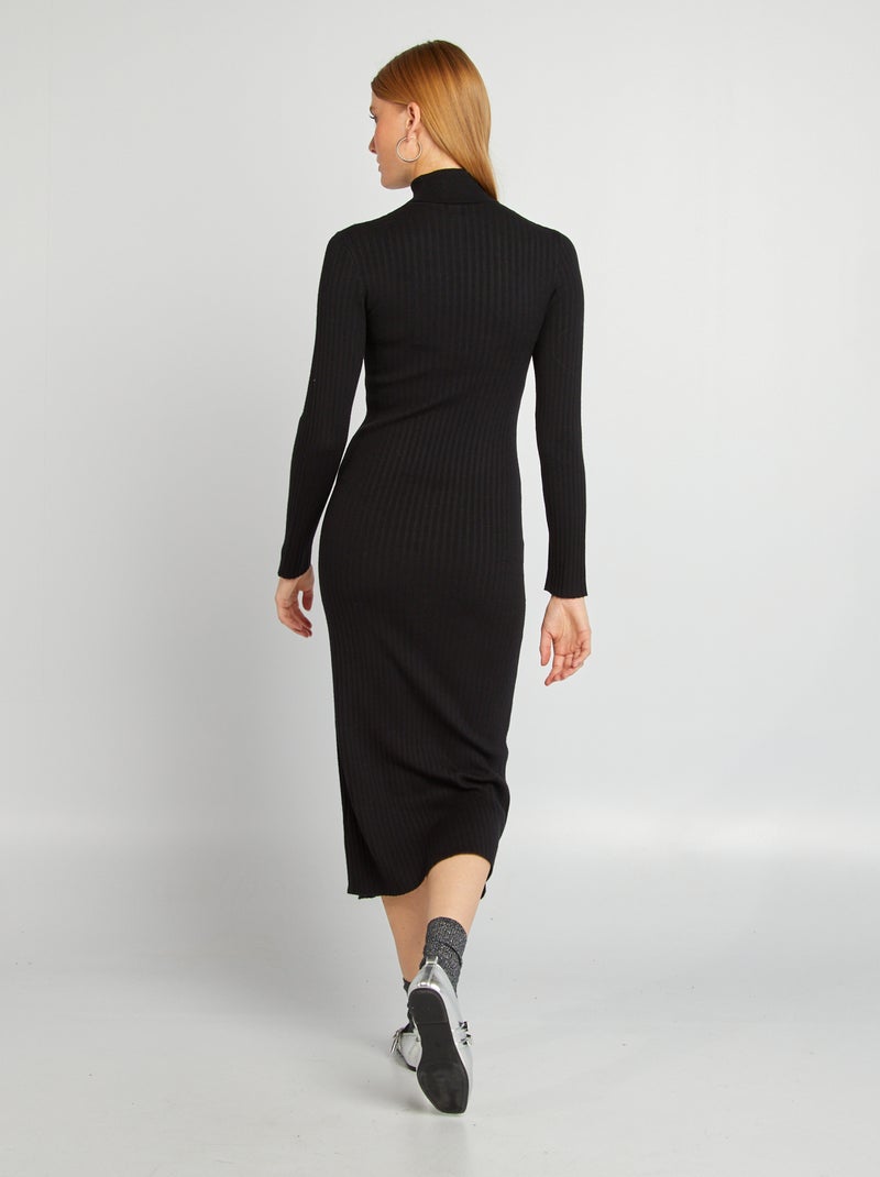 Robe pull col roulé noir - Kiabi