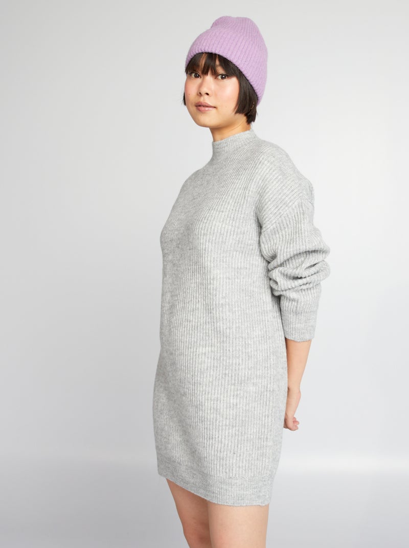 Robe pull côtelé Gris - Kiabi